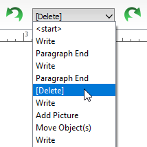 Undo redo toolbar dropdown